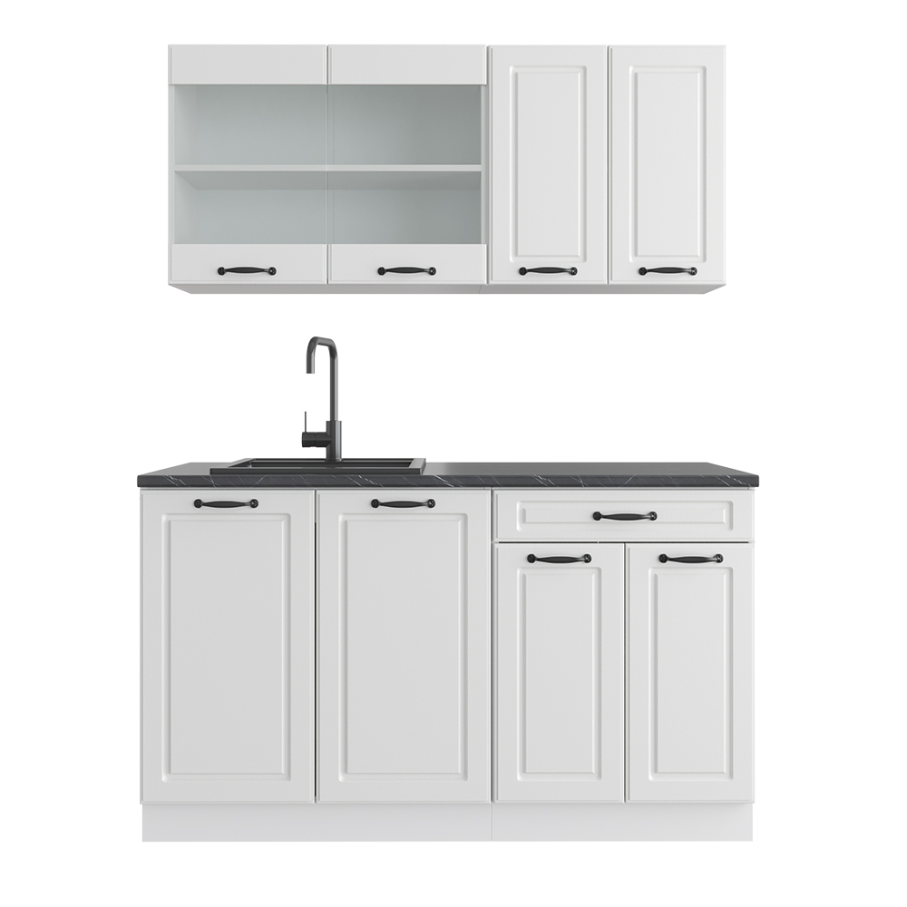 foto del prodotto vicco cucina completa casa di campagna bianca/bianco 140 cm senza piano di lavoro