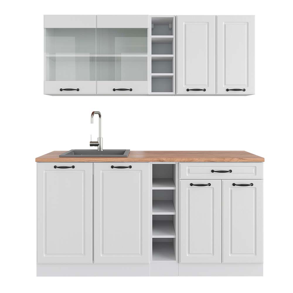 foto del prodotto vicco cucina completa casa di campagna bianca bianco 160 cm , pl rovere