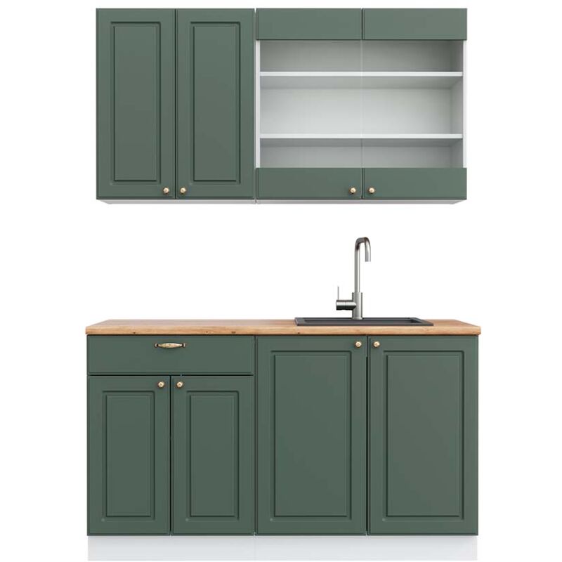 foto del prodotto vicco cucina completa fame line, verde oro country house bianco, 140 cm , pl rovere