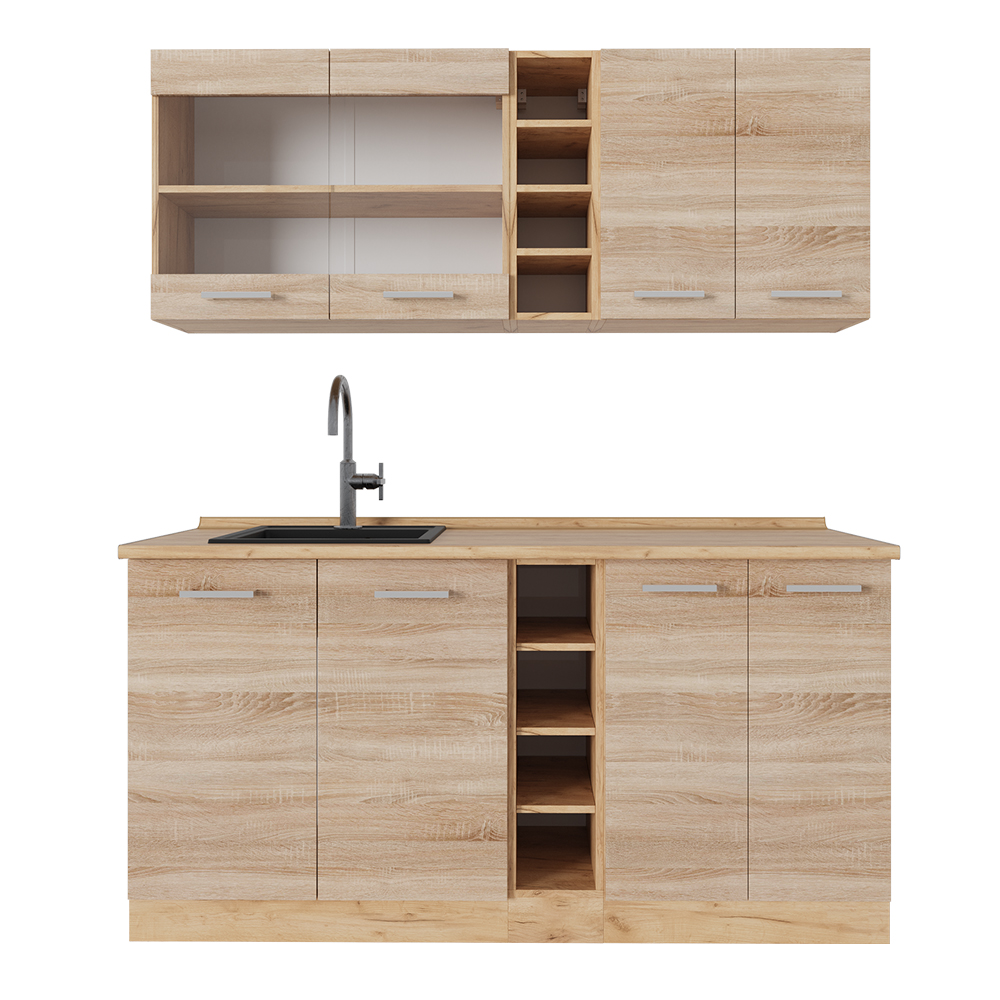 foto del prodotto vicco cucina completa rovere sonoma goldkraft 160 cm senza piano di lavoro