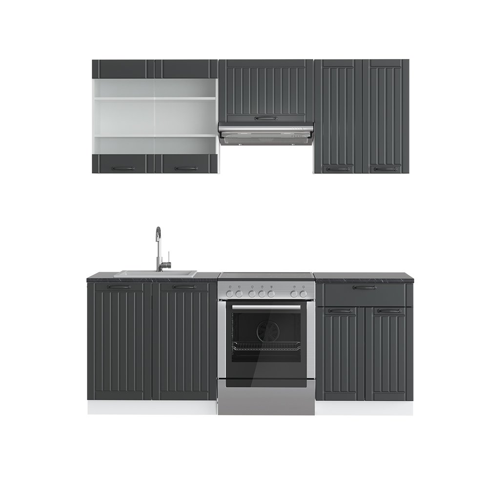 foto del prodotto vicco cucina componibile antracite casa di campagna/bianco 200 cm senza piano di lavoro