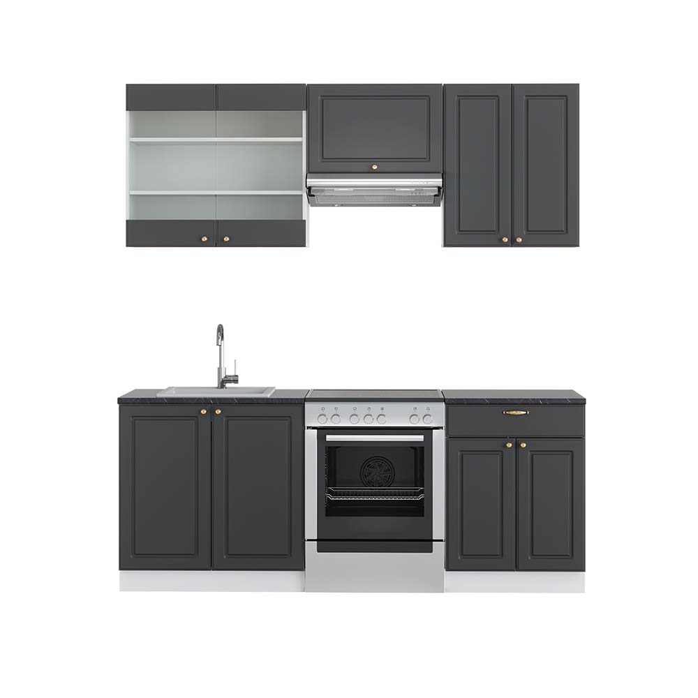 foto del prodotto vicco cucina componibile antracite oro bianco 200 cm , pl antracite