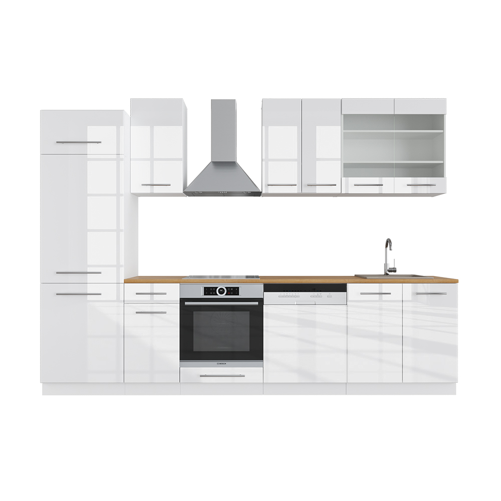 foto del prodotto vicco cucina componibile bianco 300 cm senza piano di lavoro