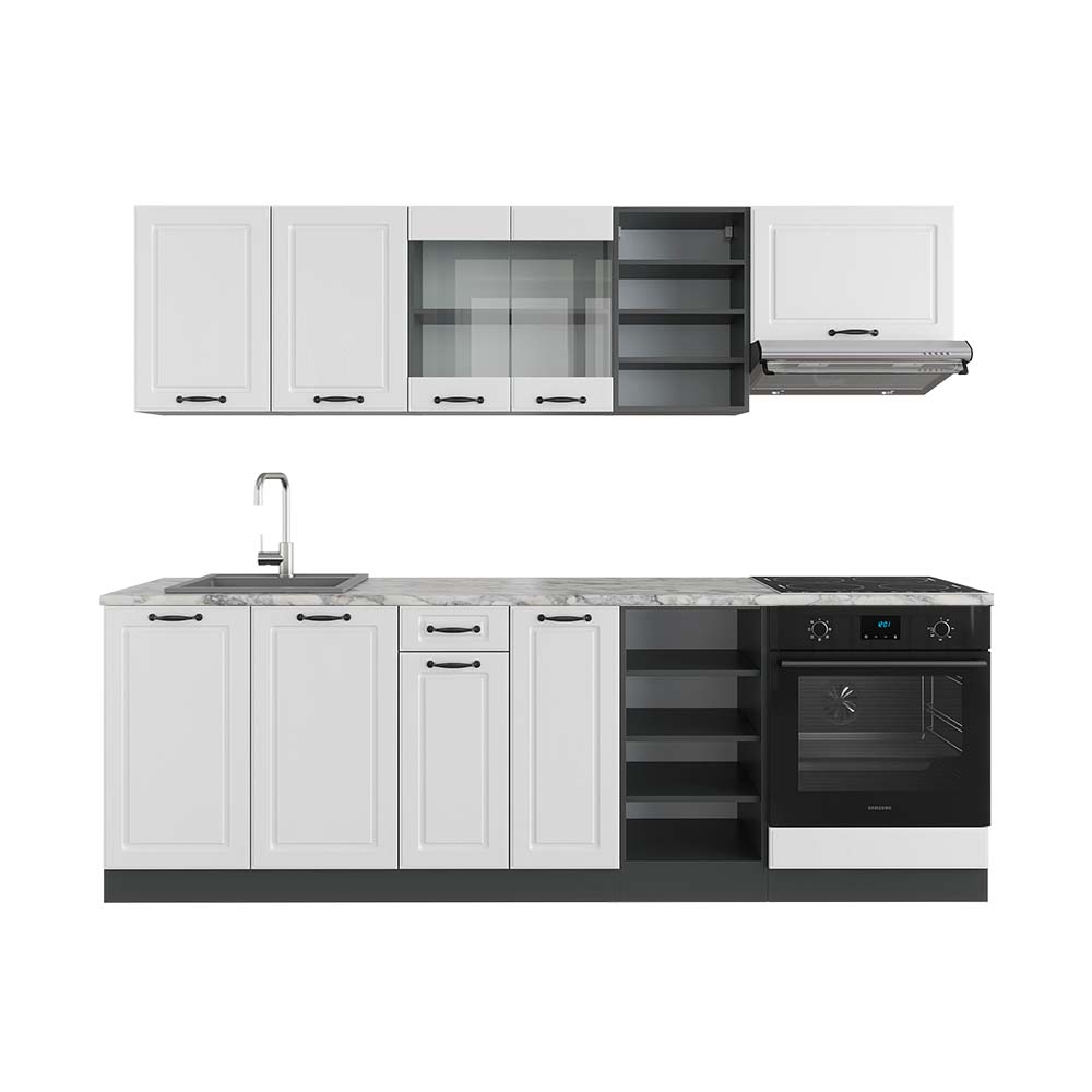 foto del prodotto vicco cucina componibile bianco casa di campagna antracite 240 cm , pl marmo