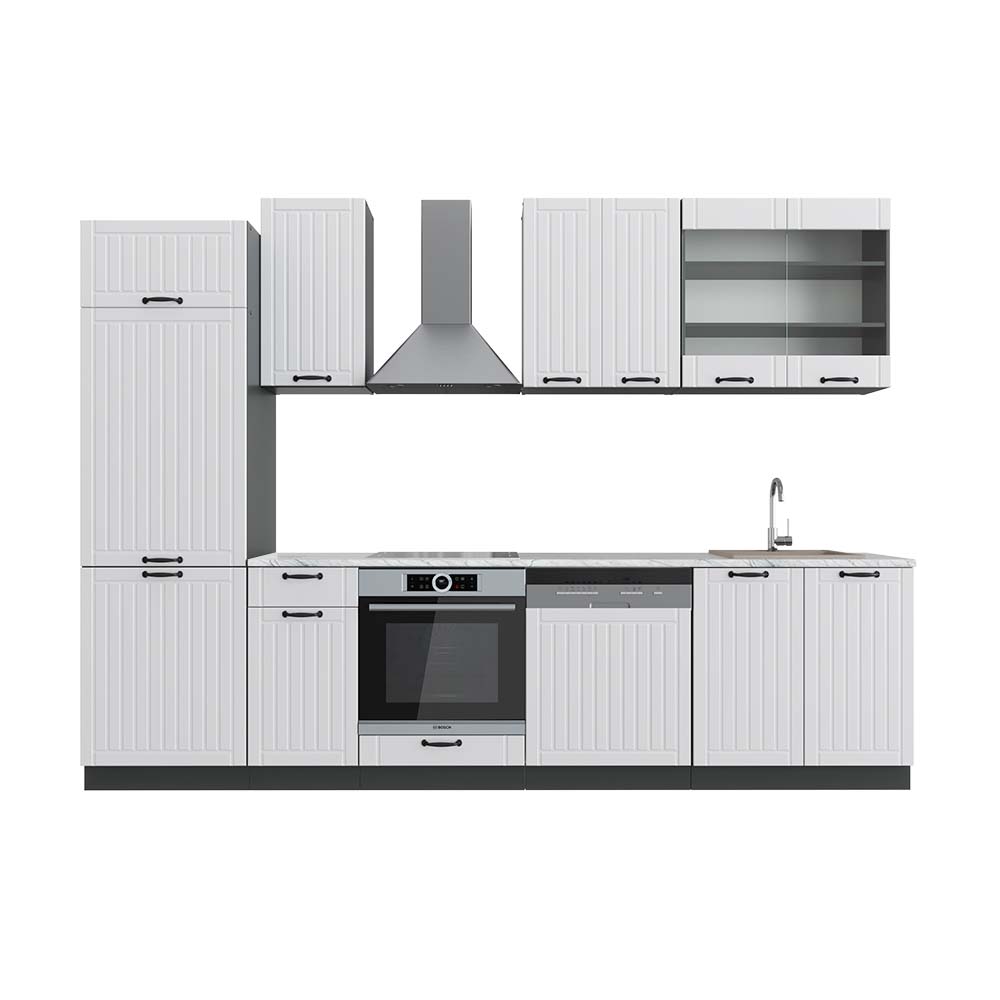 foto del prodotto vicco cucina componibile bianco casa di campagna antracite 300 cm , pl marmo