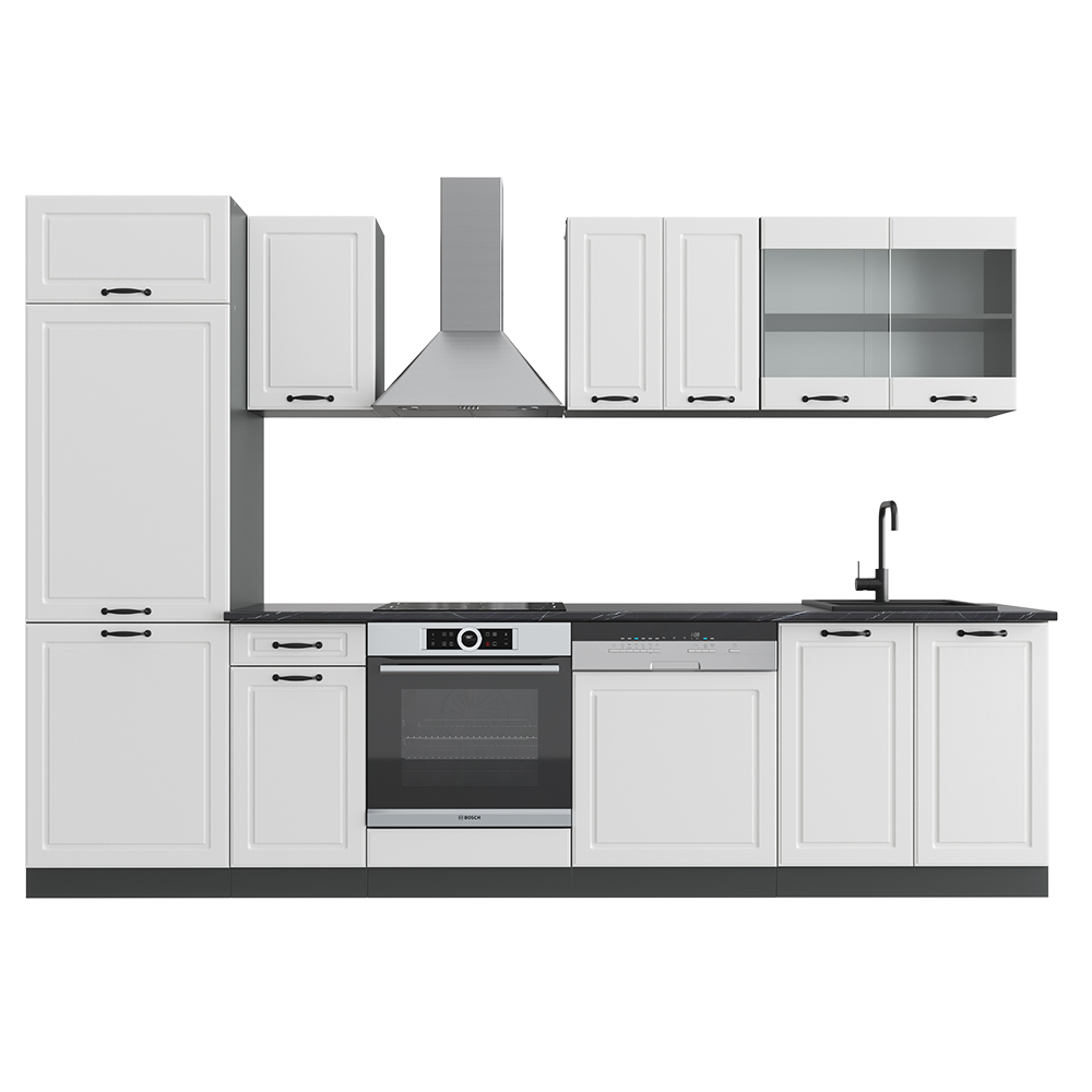 foto del prodotto vicco cucina componibile bianco casa di campagna/antracite 300 cm senza piano di lavoro