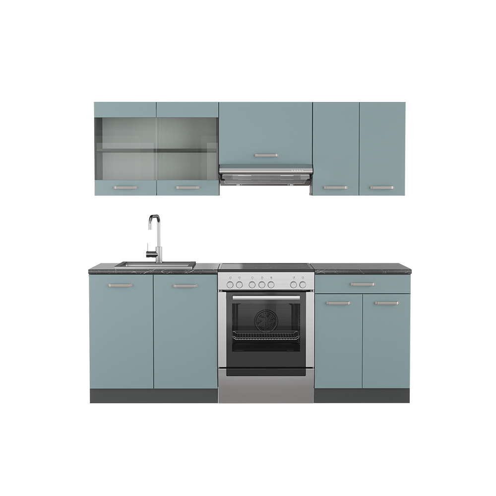 foto del prodotto vicco cucina componibile blu-grigio/antracite 200 cm senza piano di lavoro