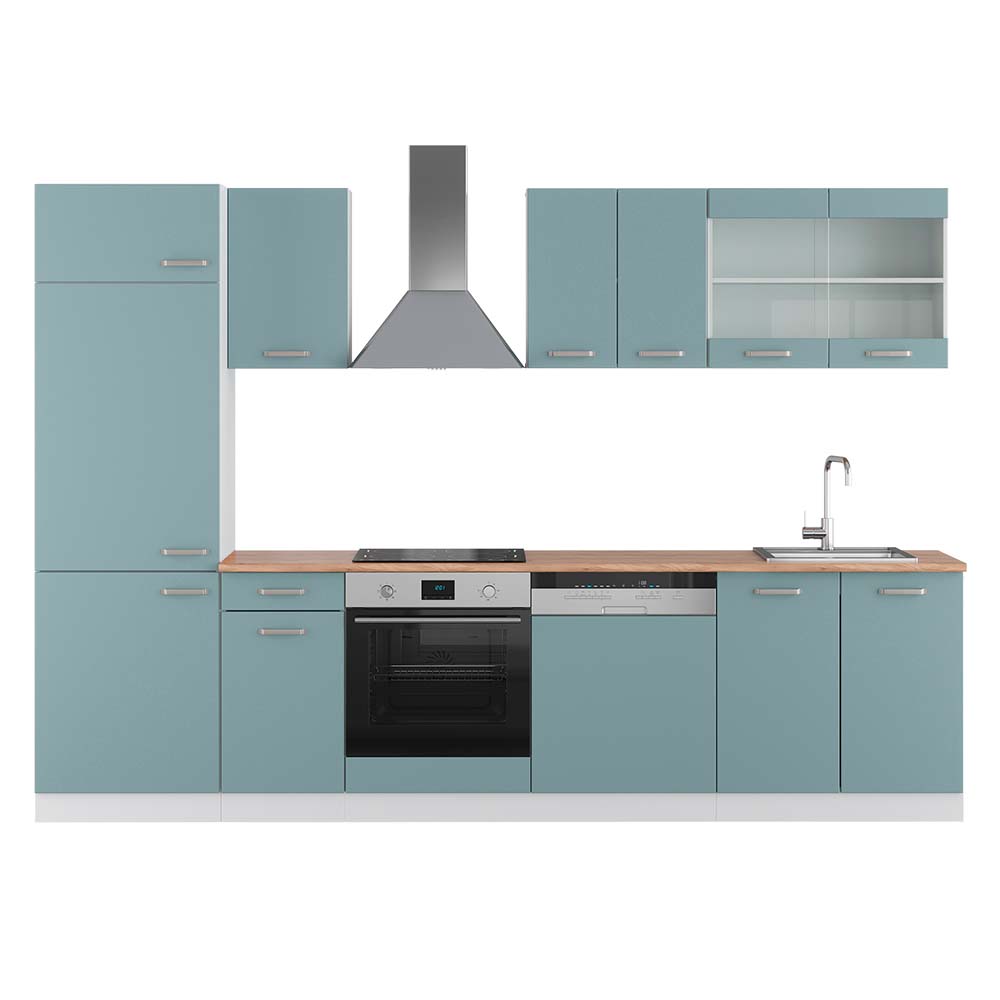 foto del prodotto vicco cucina componibile blu grigio bianco 300 cm , pl rovere