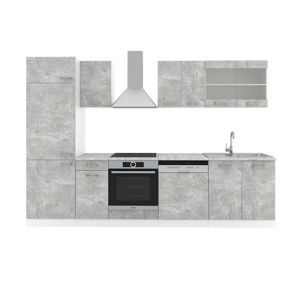 foto del prodotto vicco cucina componibile calcestruzzo 300 cm senza piano di lavoro