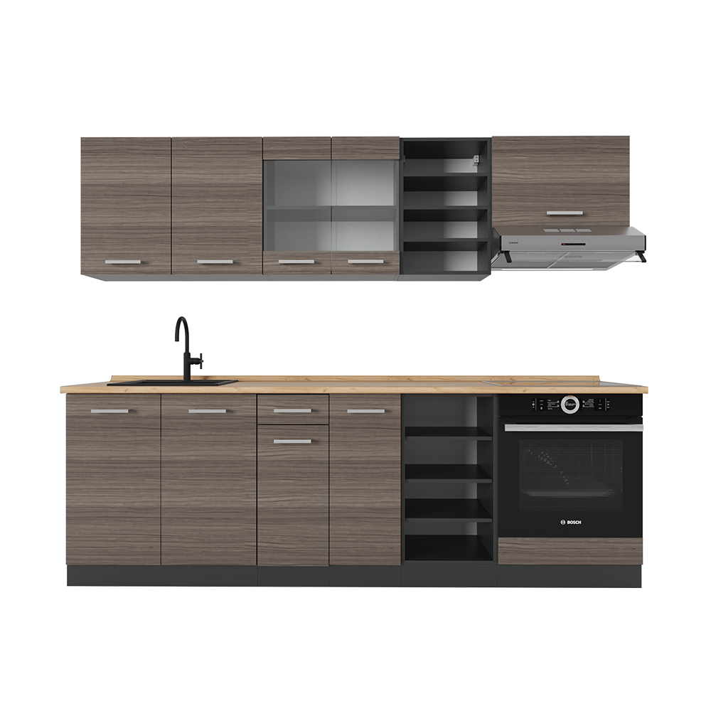 foto del prodotto vicco cucina componibile grigio nobile antracite 240 cm senza piano di lavoro