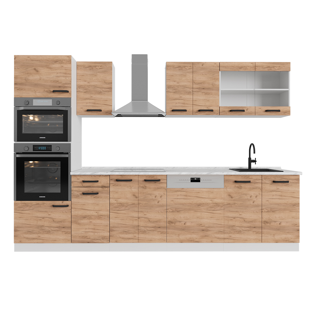 foto del prodotto vicco cucina componibile quercia dorata/bianco 300 cm pl antracite