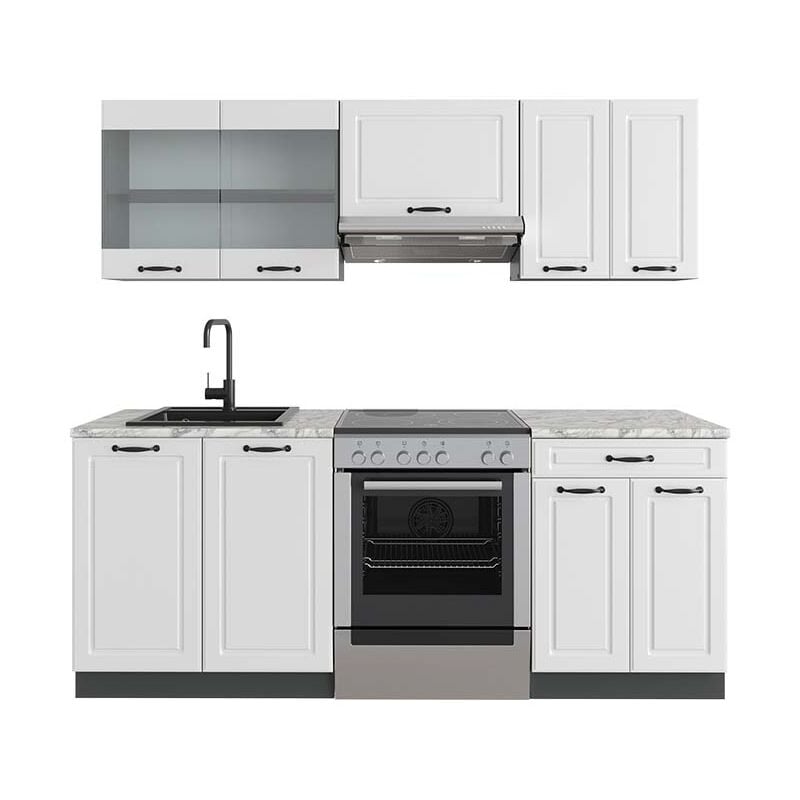 foto del prodotto vicco cucina componibile r line, bianco casa di campagna antracite, 200 cm , pl marmo