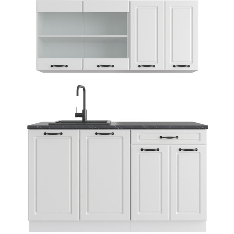 foto del prodotto vicco cucina componibile r line, casa di campagna bianca bianco, 140 cm , pl antracite