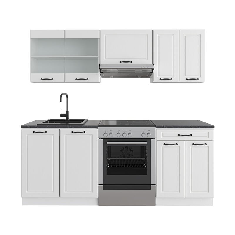 foto del prodotto vicco cucina componibile r line, casa di campagna bianca bianco, 200 cm senza piano di lavoro