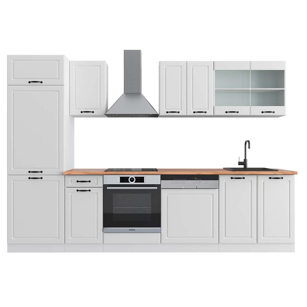 foto del prodotto vicco cucina componibile r line, casa di campagna bianca bianco, 300 cm , pl rovere