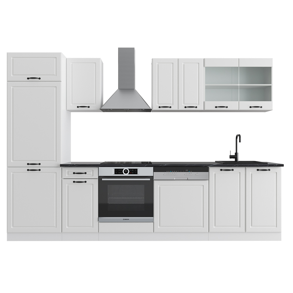 foto del prodotto vicco cucina componibile r line, casa di campagna bianca bianco, 300 cm senza piano di lavoro