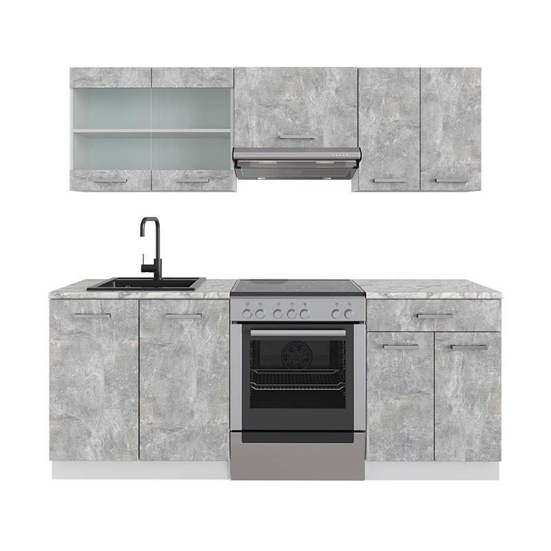 foto del prodotto vicco cucina componibile r line, cemento bianco, 200 cm , pl marmo