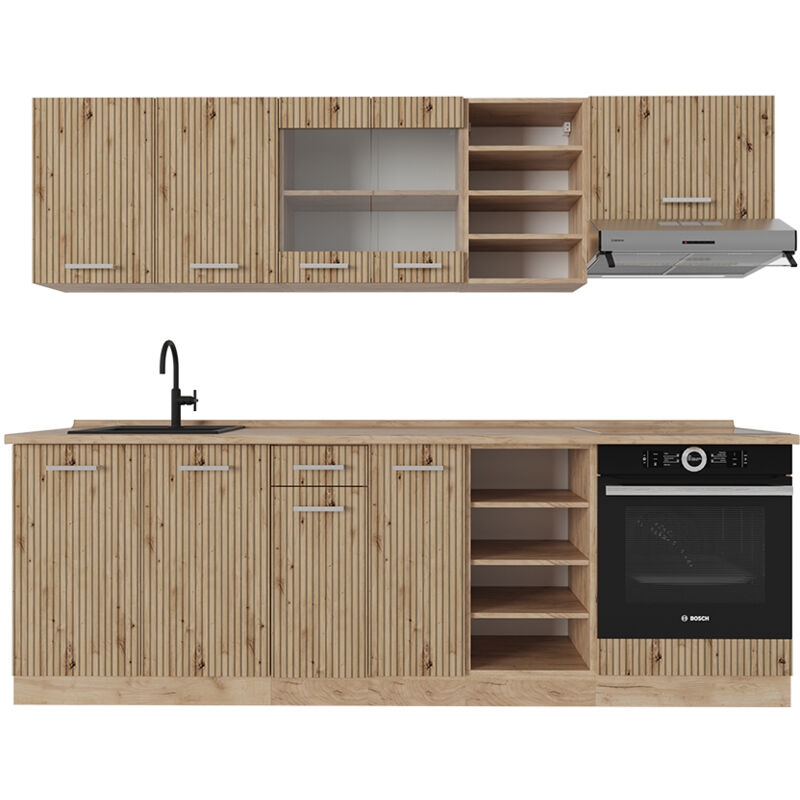 foto del prodotto vicco cucina componibile r line, rovere artigianale rovere goldkraft, 240 cm , pl rovere