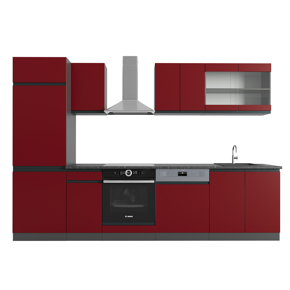 foto del prodotto vicco cucina componibile rosso antracite 300 cm forma a j