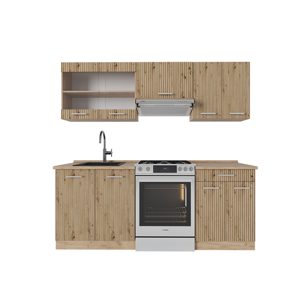 foto del prodotto vicco cucina componibile rovere artigianale rovere goldkraft 200 cm , pl rovere