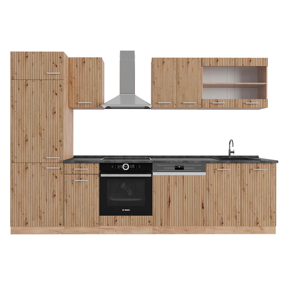 foto del prodotto vicco cucina componibile rovere artigianale rovere goldkraft 300 cm , pl antracite