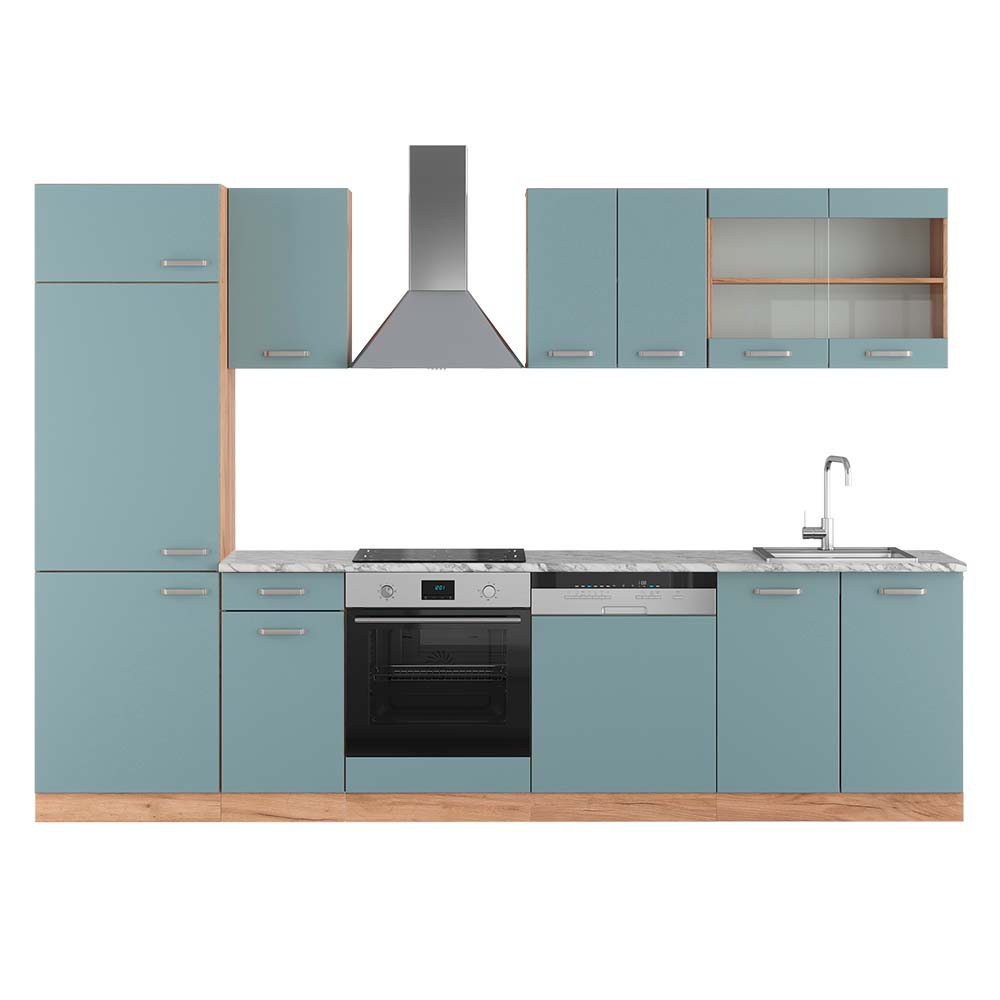 foto del prodotto vicco cucina componibile rovere blu grigio oro 300 cm , pl marmo