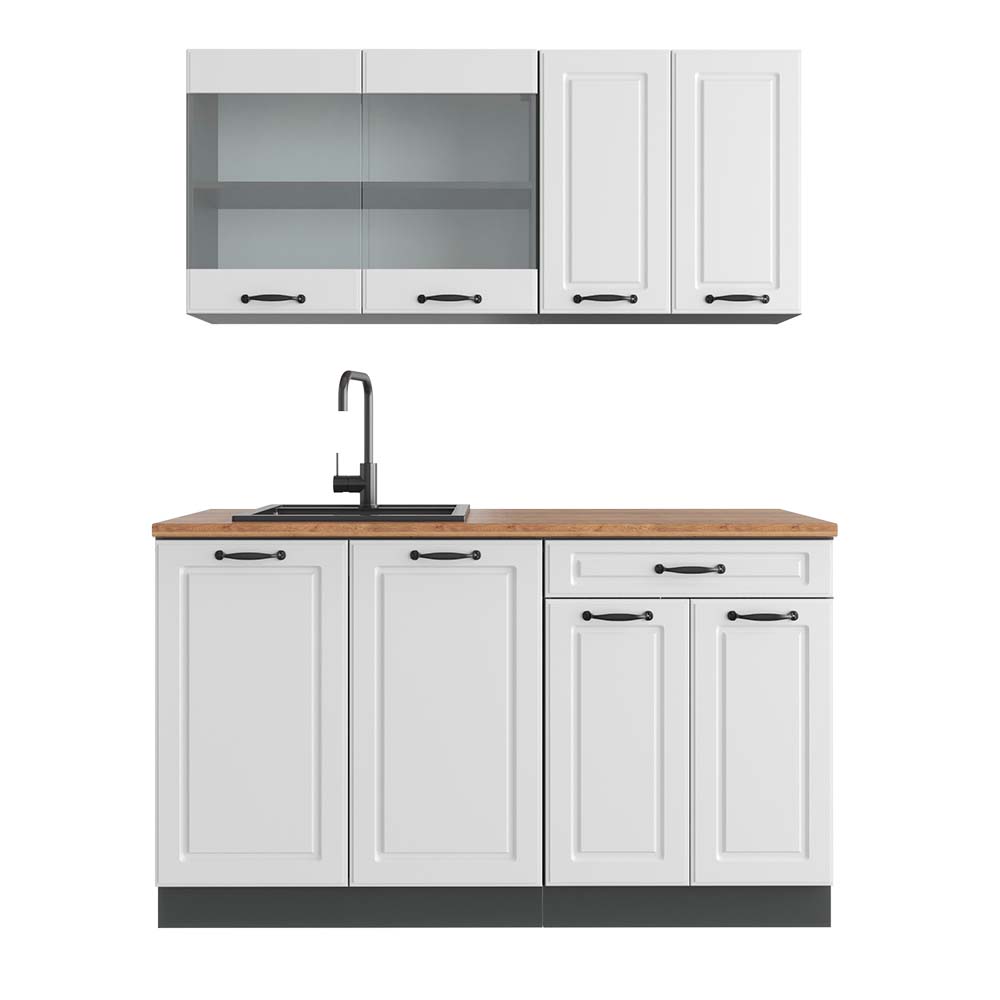 foto del prodotto vicco cucina monoblocco bianco casa di campagna antracite 140 cm , pl rovere