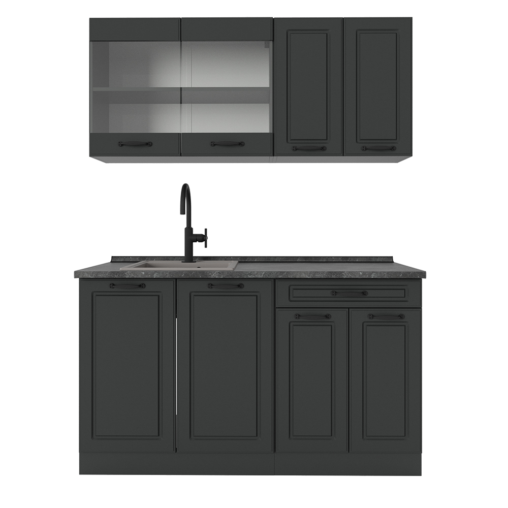 foto del prodotto vicco cucina monoblocco casa di campagna antracite antracite 140 cm , pl antracite
