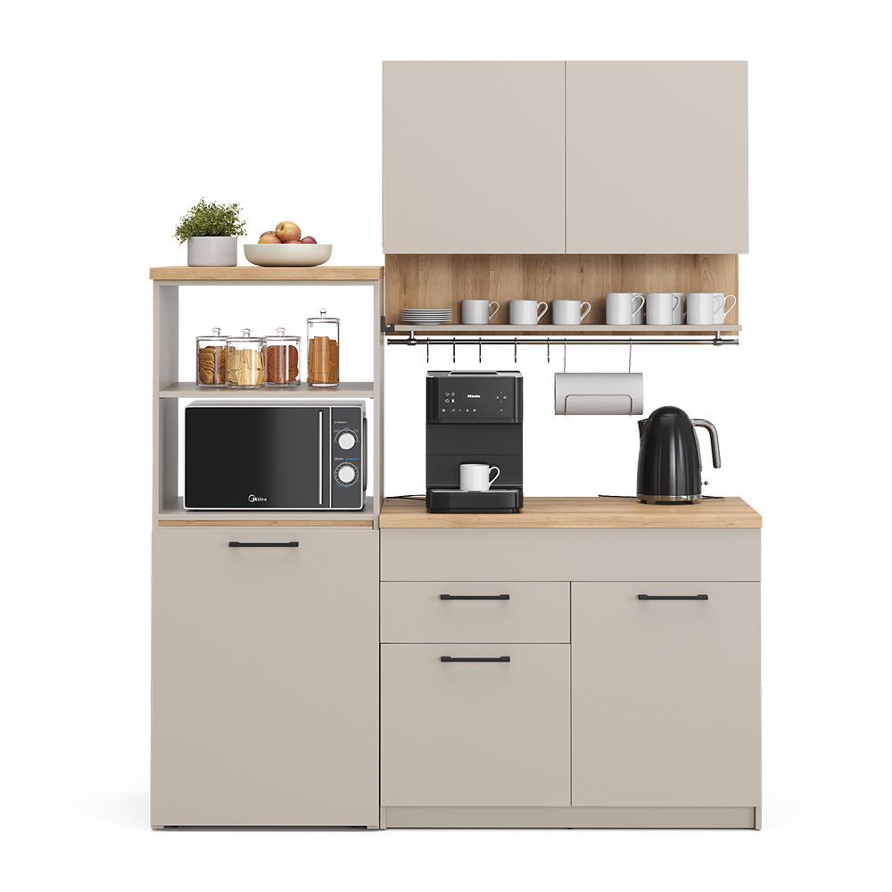 foto del prodotto vicco cucina monoblocco grigio 160 cm con tavolo allungabile