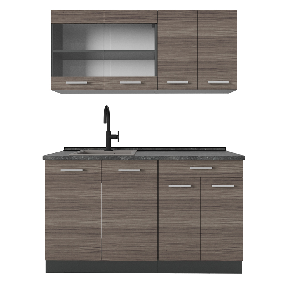 foto del prodotto vicco cucina monoblocco grigio nobile/antracite 140 cm , pl antracite