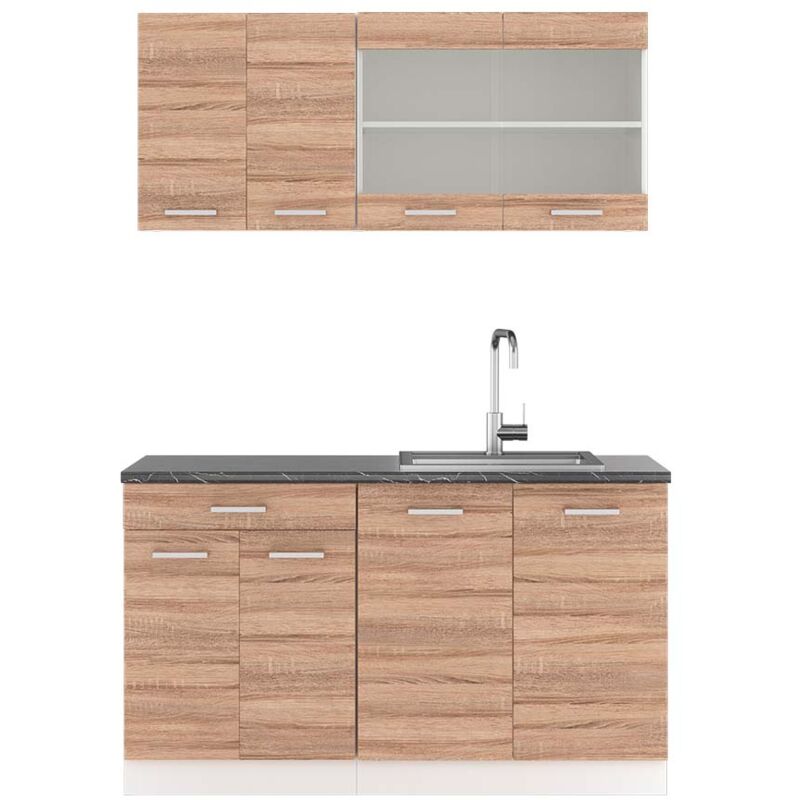 foto del prodotto vicco cucina monoblocco r line, sonoma bianco, 140 cm , pl antracite