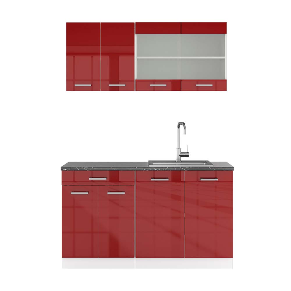 foto del prodotto vicco cucina monoblocco rosso lucido/bianco 140 cm , pl antracite