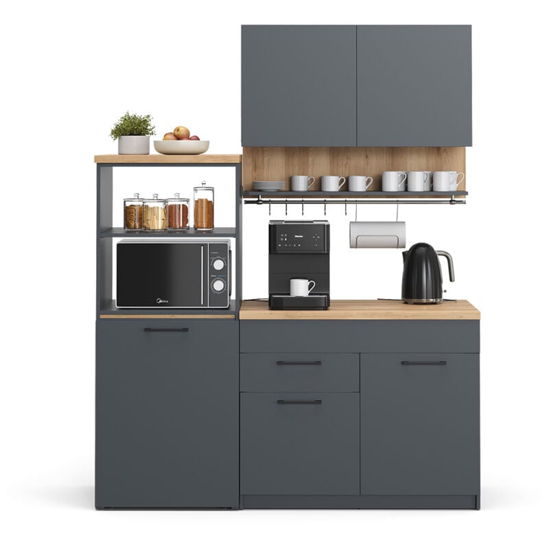 foto del prodotto vicco cucina singola egbert, antracite, 160 cm con tavolo allungabile