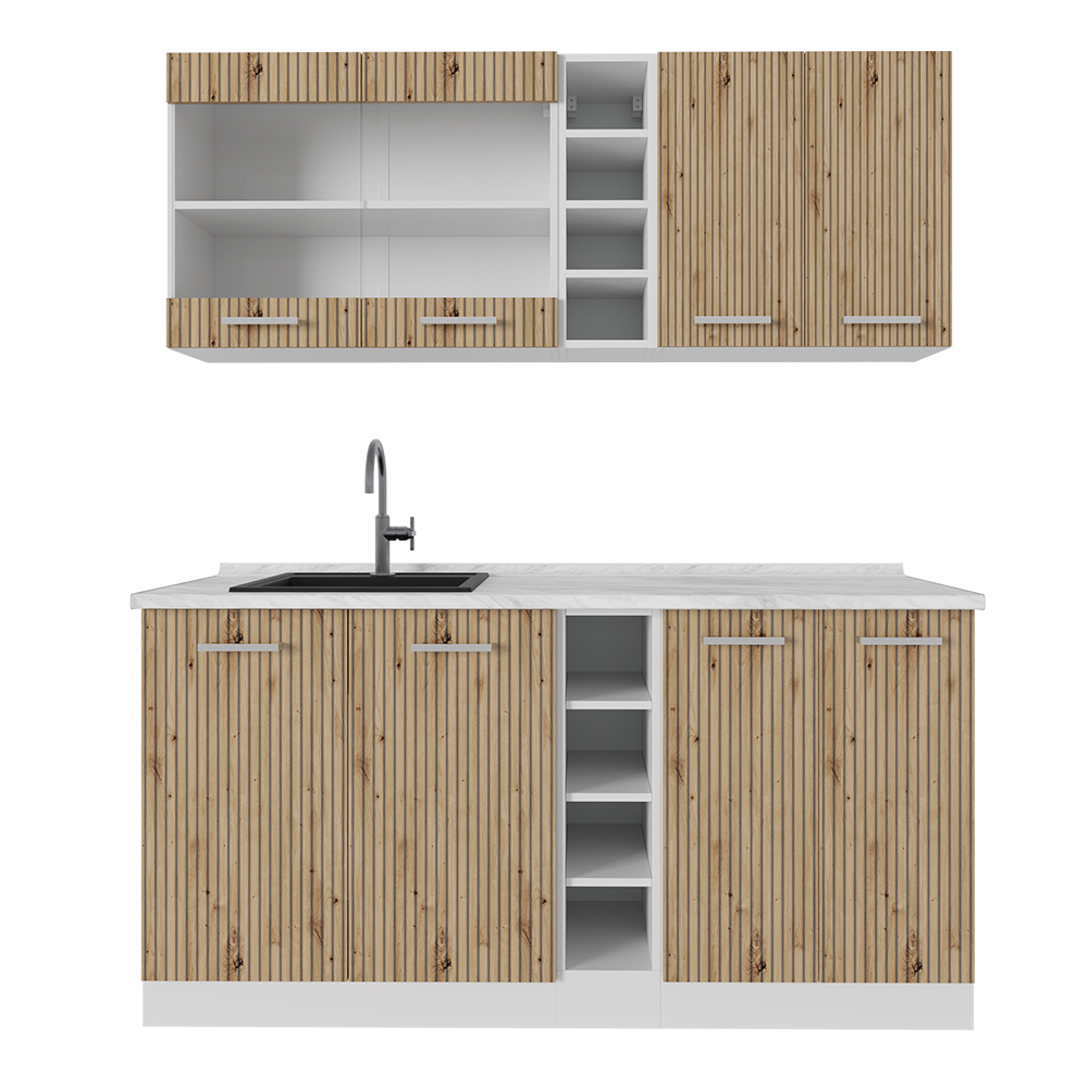 foto del prodotto vicco cucina singola rovere artigianale bianco 160 cm senza piano di lavoro