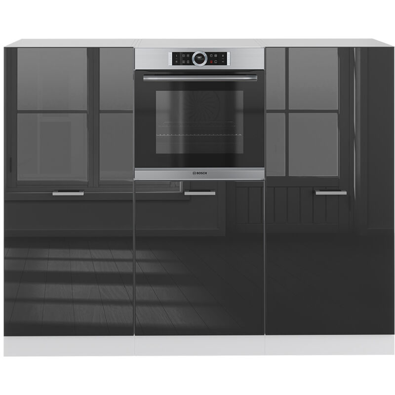 foto del prodotto vicco cucine componibili piccole r line, antracite lucido bianco, 180 cm senza piano di lavoro