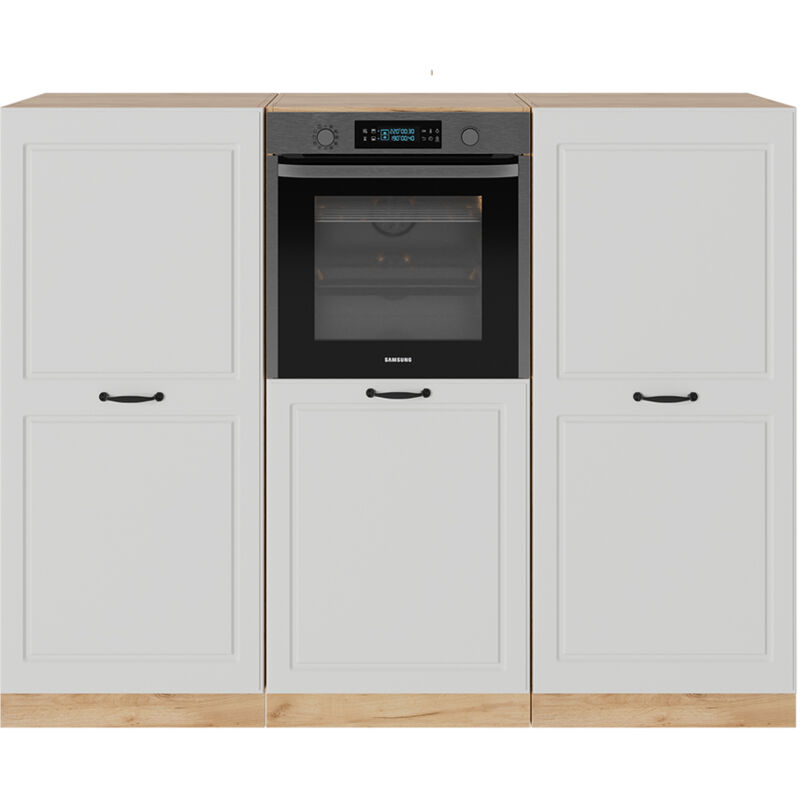 foto del prodotto vicco cucine componibili piccole r line, casa di campagna bianca quercia dorata, 180 cm senza piano di lavoro