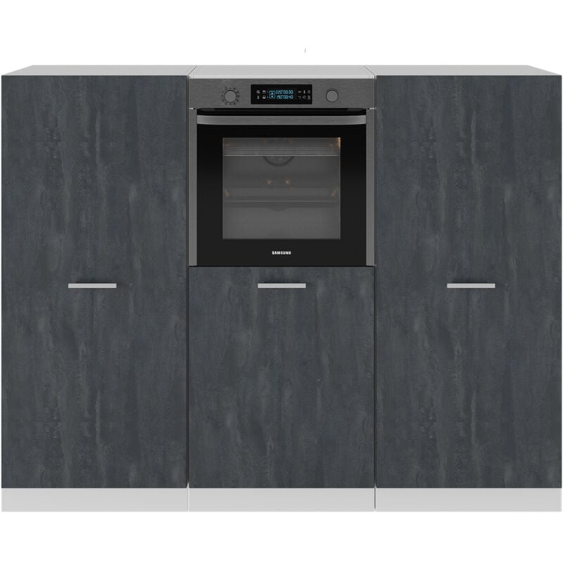 foto del prodotto vicco - cucine componibili piccole r-line, nero cemento/bianco, 180 cm senza piano di lavoro