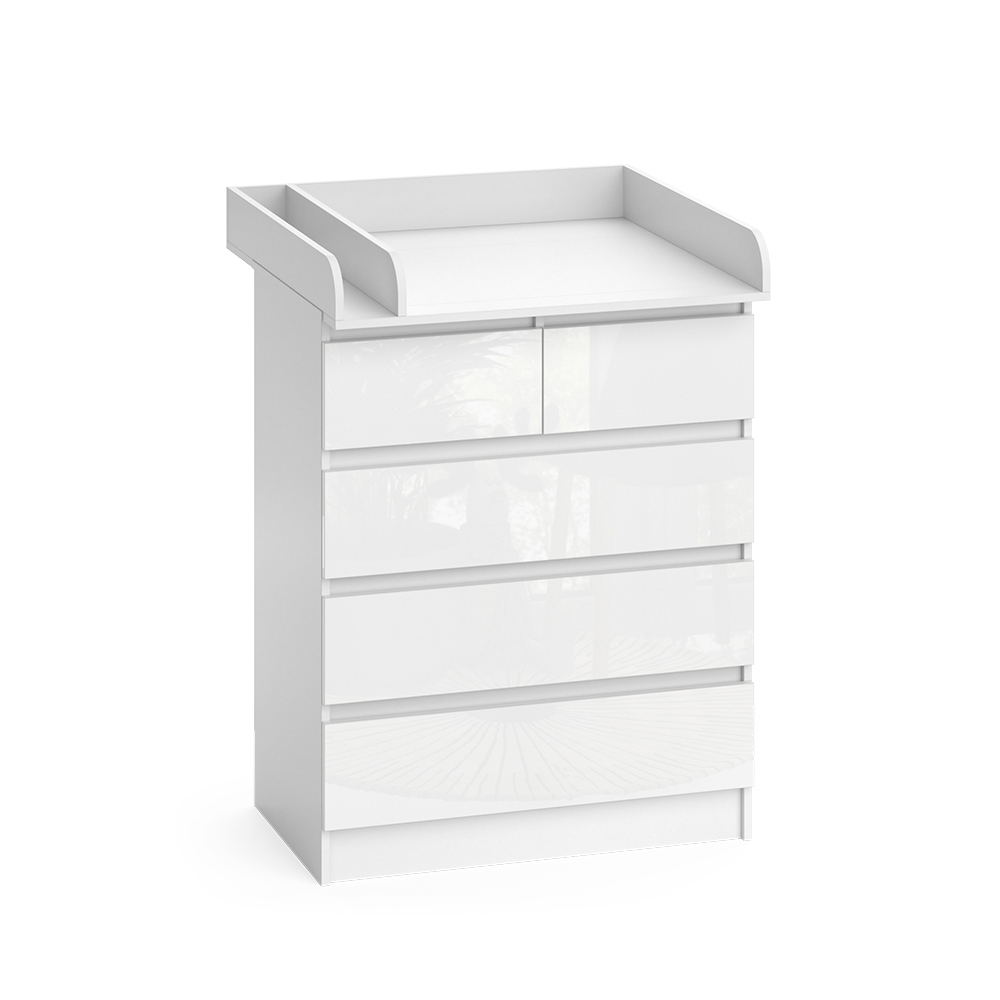 foto del prodotto vicco fasciatoio bianco 80 x 110.2 cm con 5 cassetti