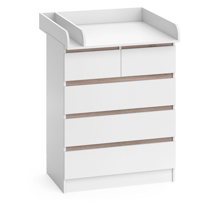 foto del prodotto vicco fasciatoio emma, bianco sonoma, 80 x 100 cm con 5 cassetti