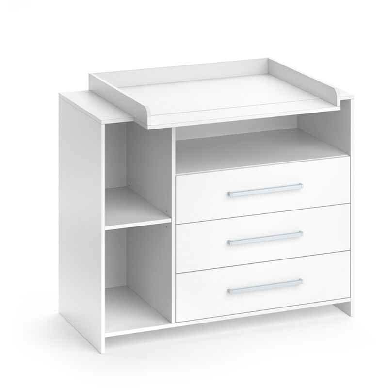 foto del prodotto vicco fasciatoio oskar, bianco, 113 x 100 cm con 3 ampi cassetti