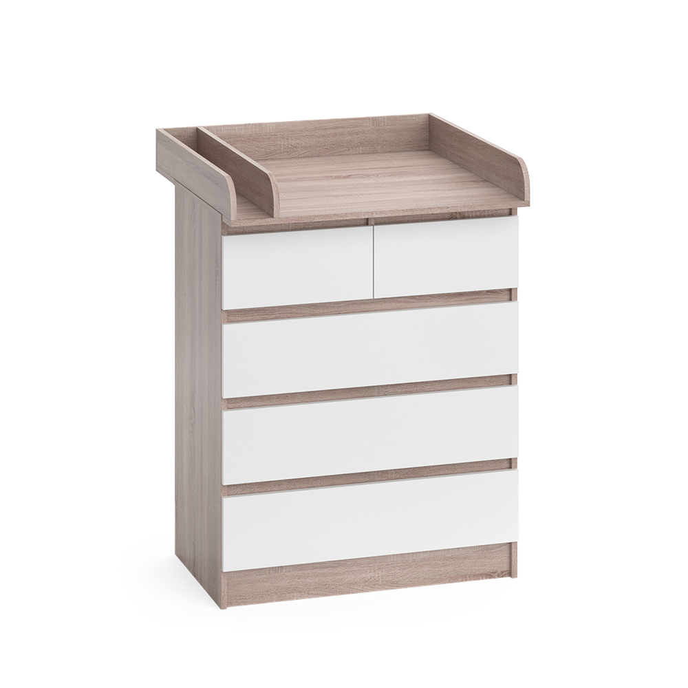 foto del prodotto vicco fasciatoio sonoma bianco 80 x 110.2 cm con 5 cassetti