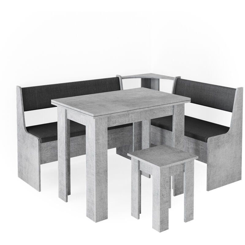 foto del prodotto vicco gruppo panca ad angolo roman, calcestruzzo, 150 x 41.5 cm con tavolo