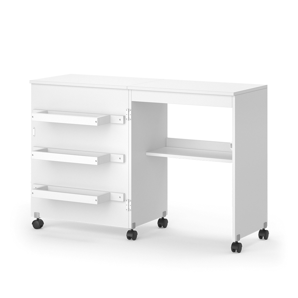 foto del prodotto vicco il tavolo per il cucito bianco 118 x 79.3 cm con 3 ripiani