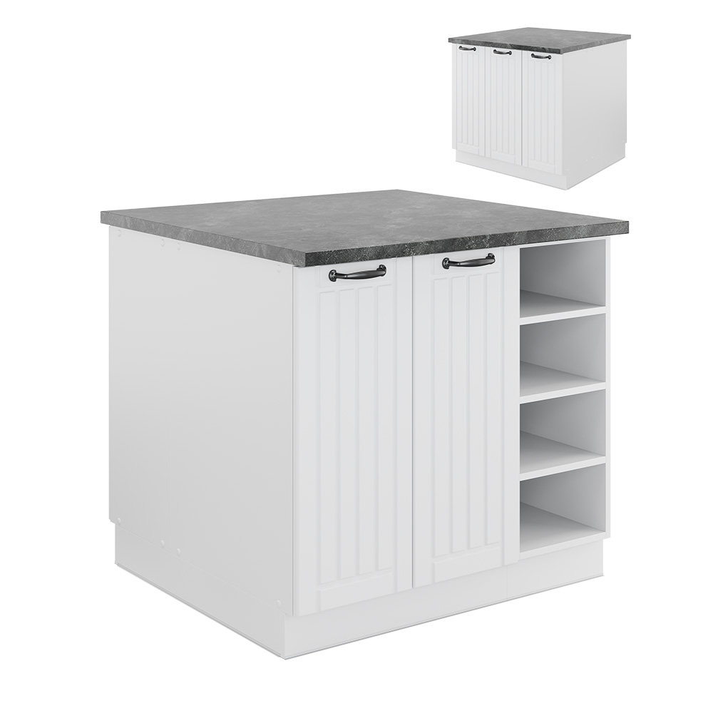foto del prodotto vicco isola cucina fame line, casa di campagna bianca bianco, 90 cm senza piano di lavoro