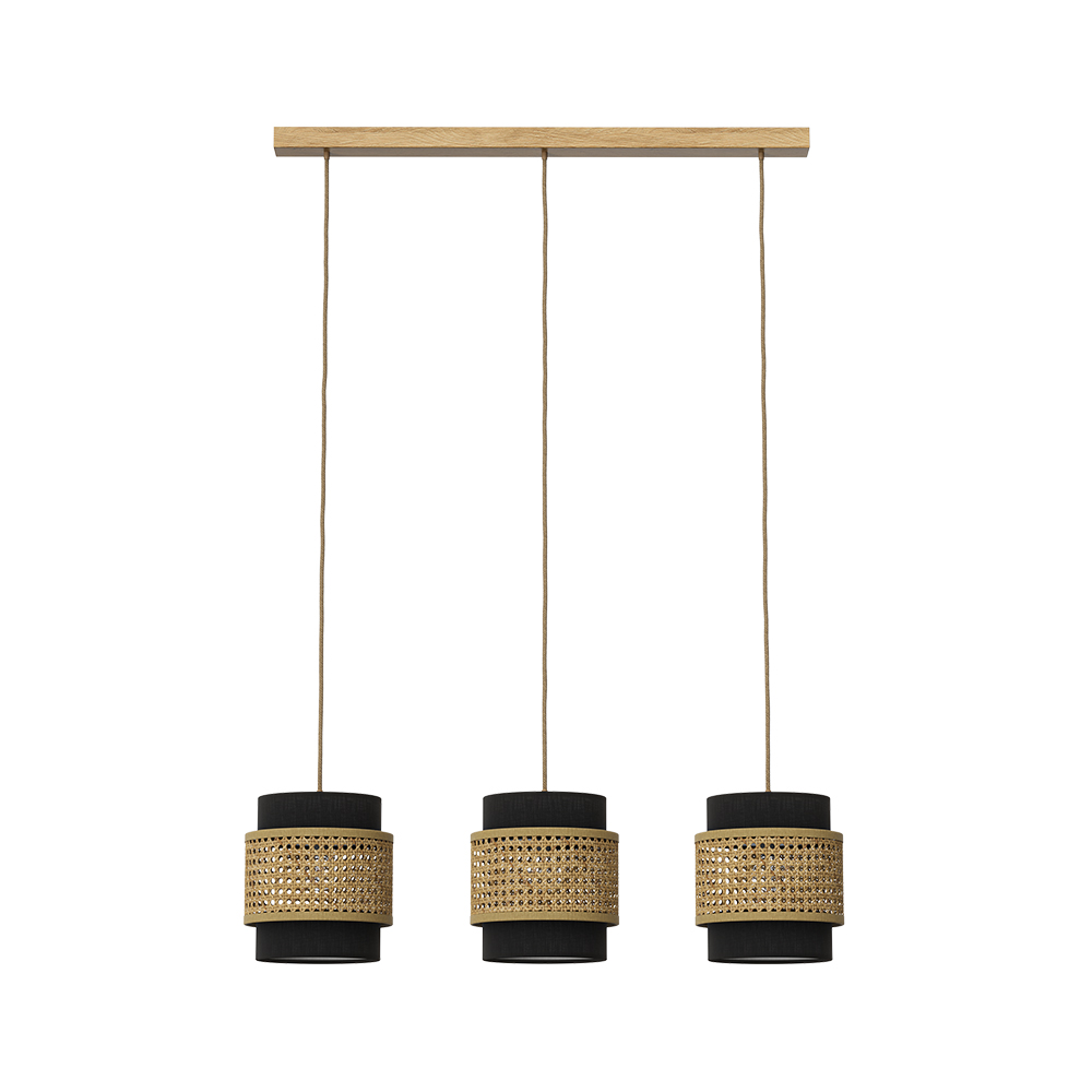 foto del prodotto vicco lampada a sospensione a 3 pezzi rattan nero 70 x 120 cm
