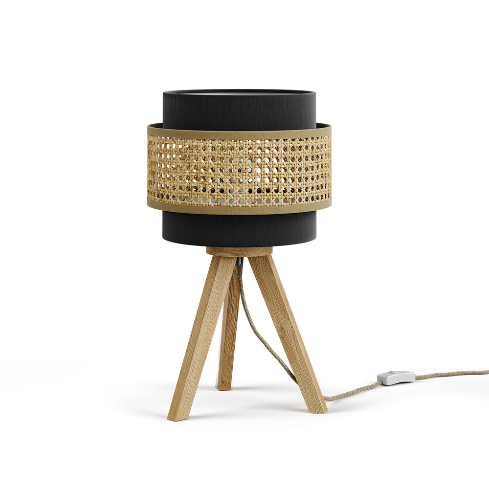 foto del prodotto vicco lampada da tavolo rattan/nero 26 x 45 cm con supporto