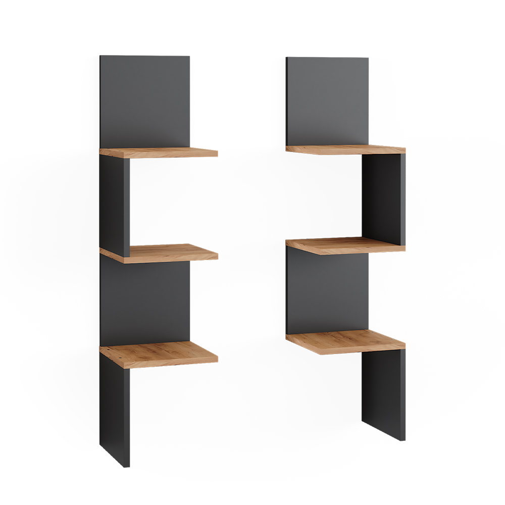 foto del prodotto vicco libreria angolare da terra antracite 28 x 116.4 cm set di 2