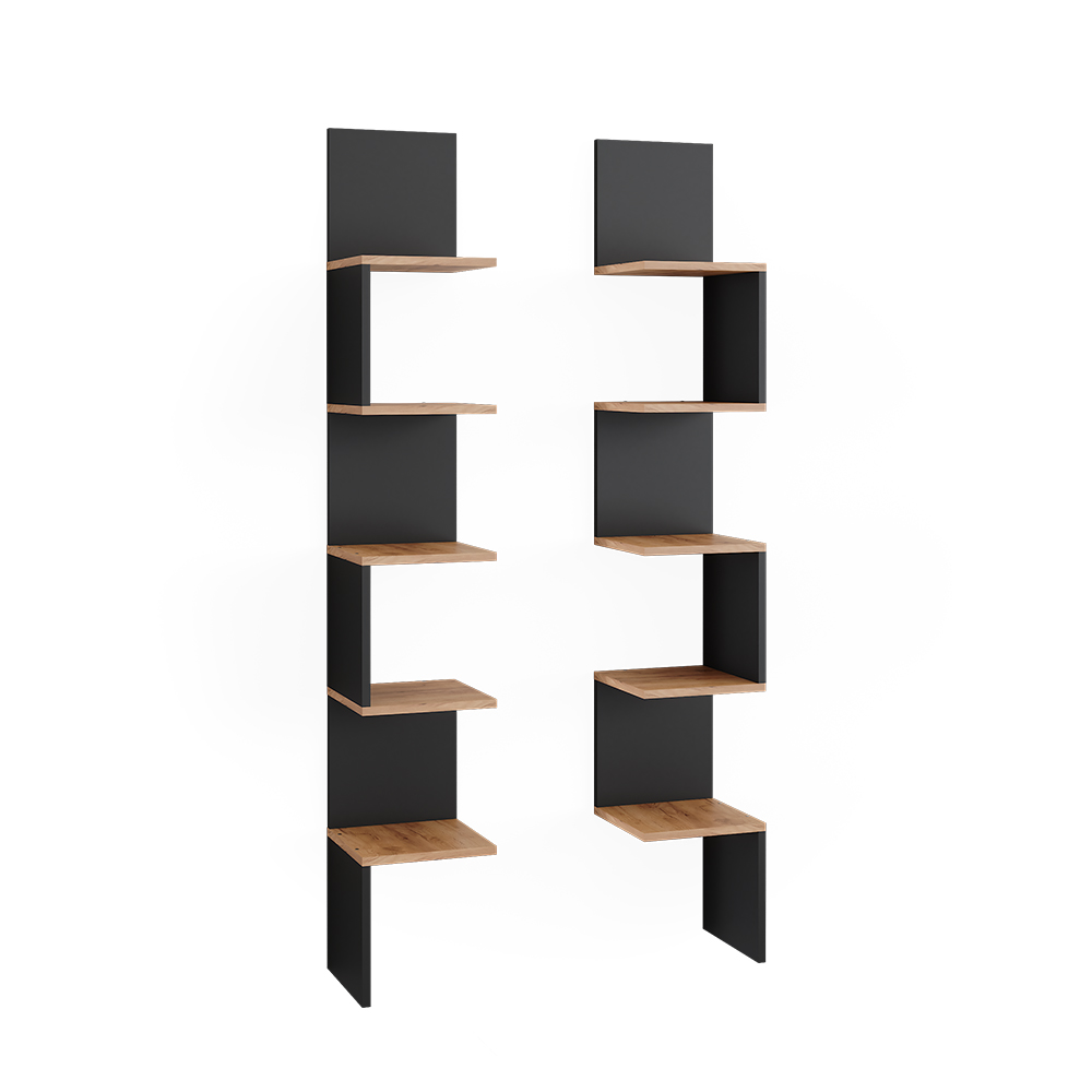 foto del prodotto vicco libreria angolare da terra antracite 28 x 175.4 cm set di 2