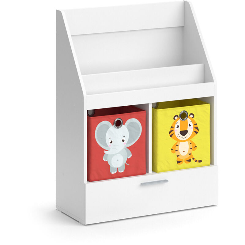foto del prodotto vicco libreria bambini luigi, bianco, 72 x 96.2 cm con cassetto e 2 scatole pieghevoli opt.5