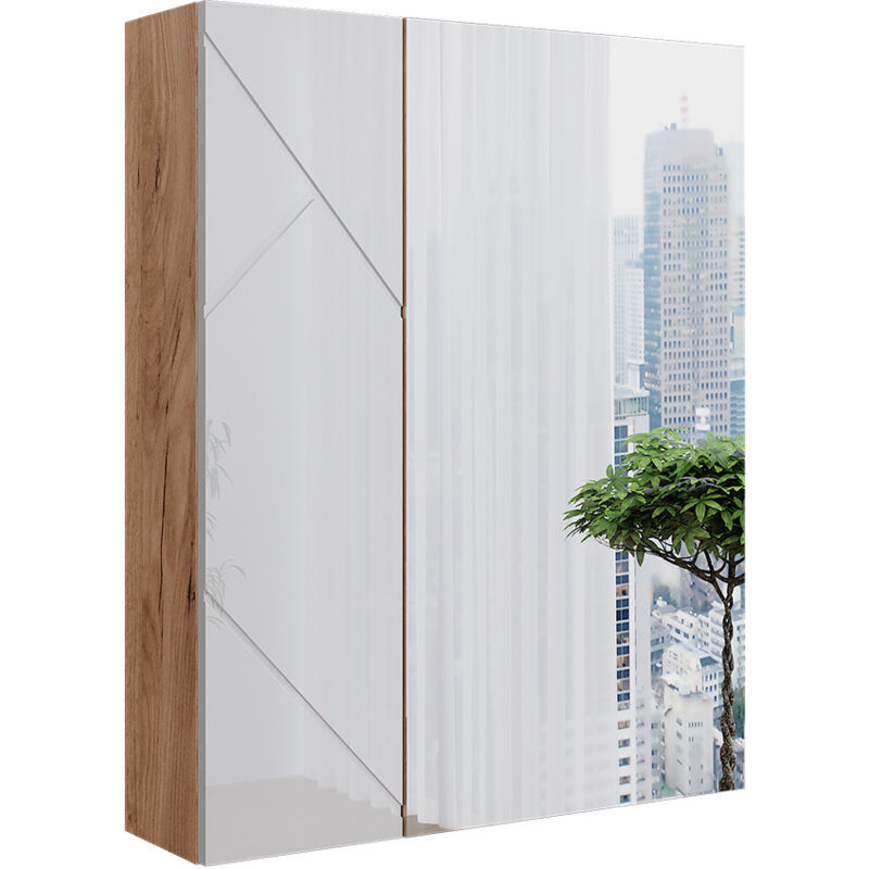 foto del prodotto vicco mobile a specchio per il bagno irma, rovere goldkraft bianco lucido, 60 x 75 cm